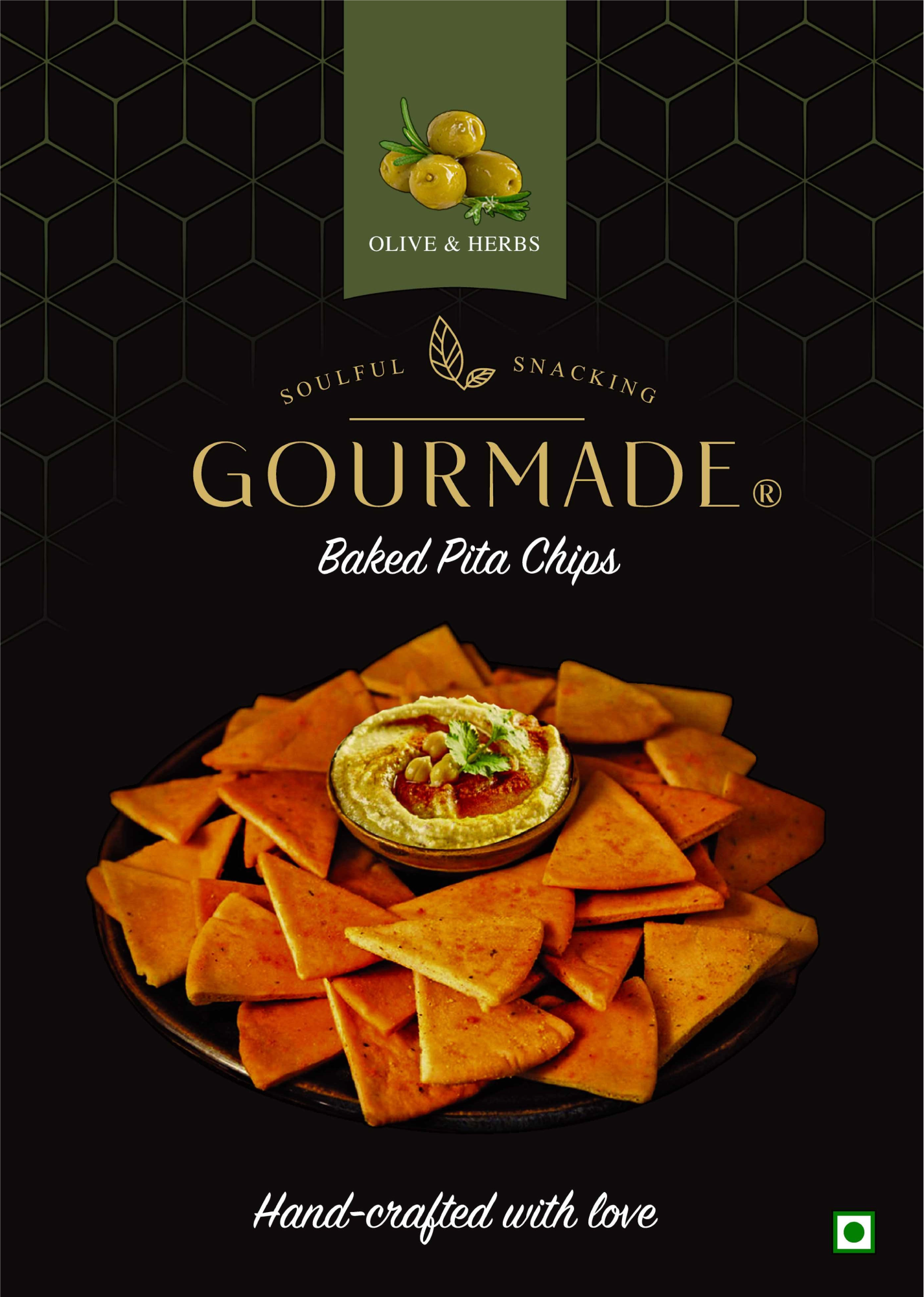 Gourmade Pita Chips – Olives & Herbs (125gms pack)