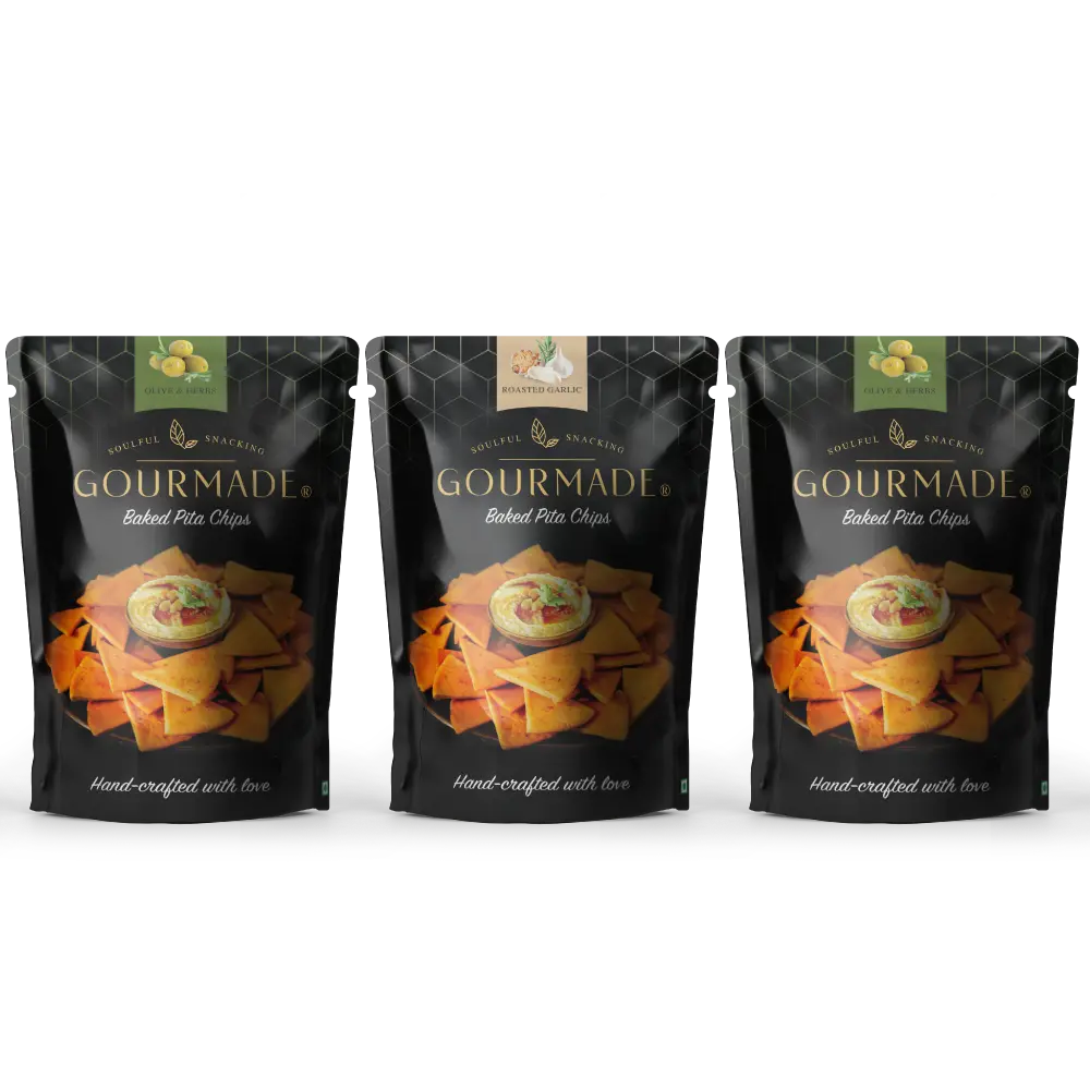 Olive-Herbs & Roasted Garlic Pita Chips 