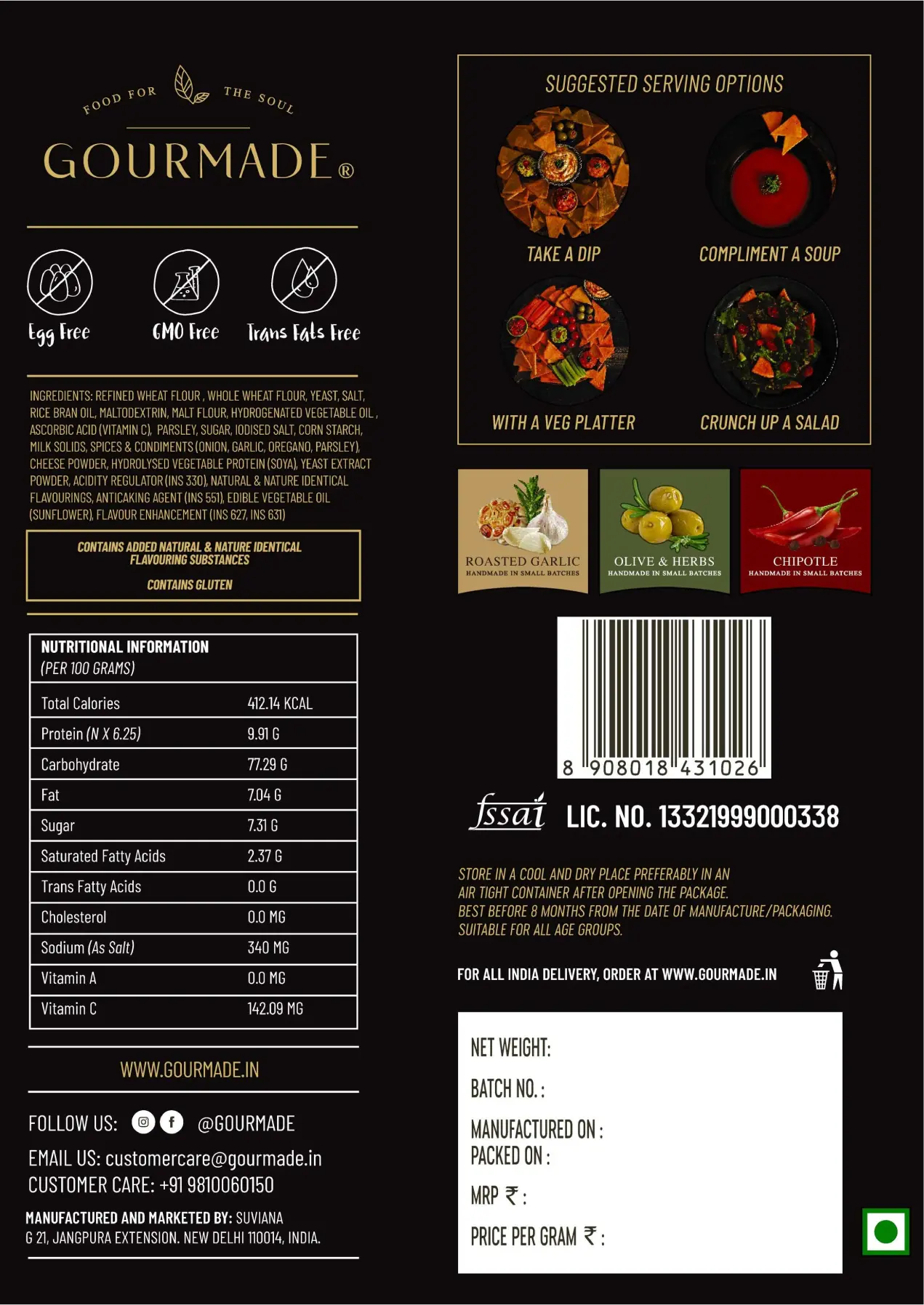 Gourmade Pita Chips in Chipotle & Olive Herbs Flavor